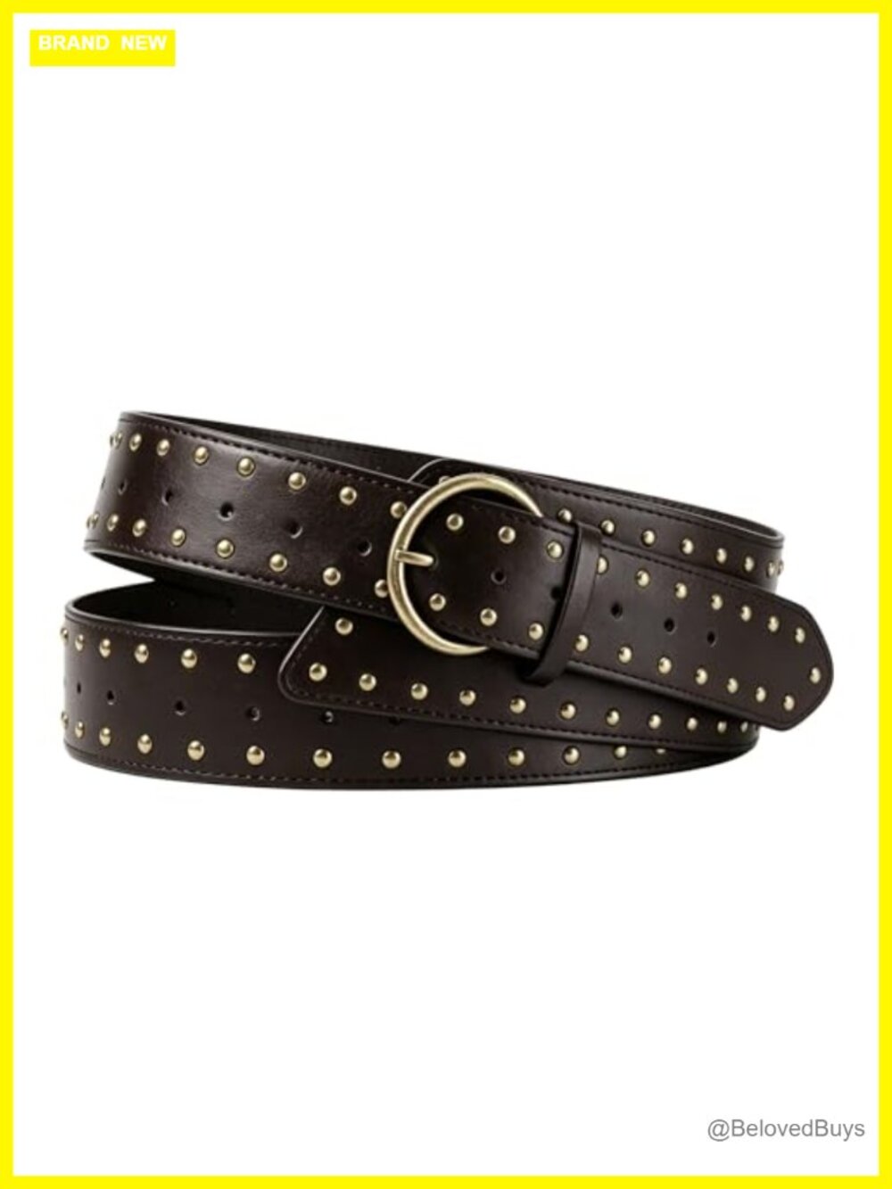Studded PU Leather Cinch Belt Punk Goth Waist Belt for Dress